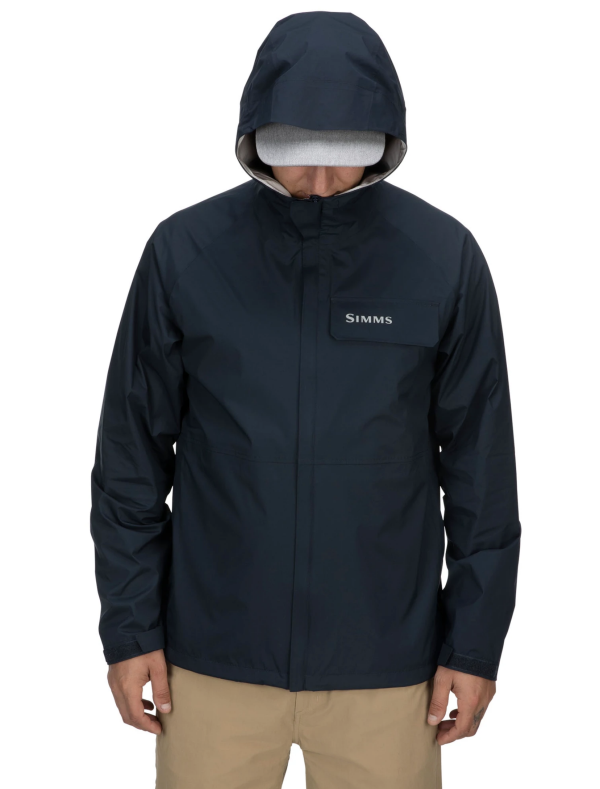 Simms Waypoints Rain Jacket Admiral Blue Model Hood Simms Waypoints Rain Jacket Admiral Blue Model Hood